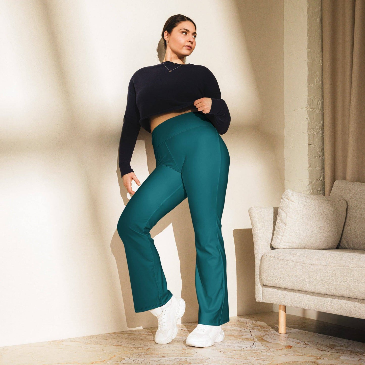 sherpa-blue-high-waist-flare-leggings-flare-leggings-jlr-design-3 - JLR Design