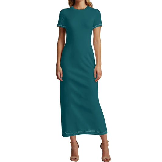 sherpa-blue-short-sleeve-long-dress-long-dress-jlr-design-1 - JLR Design