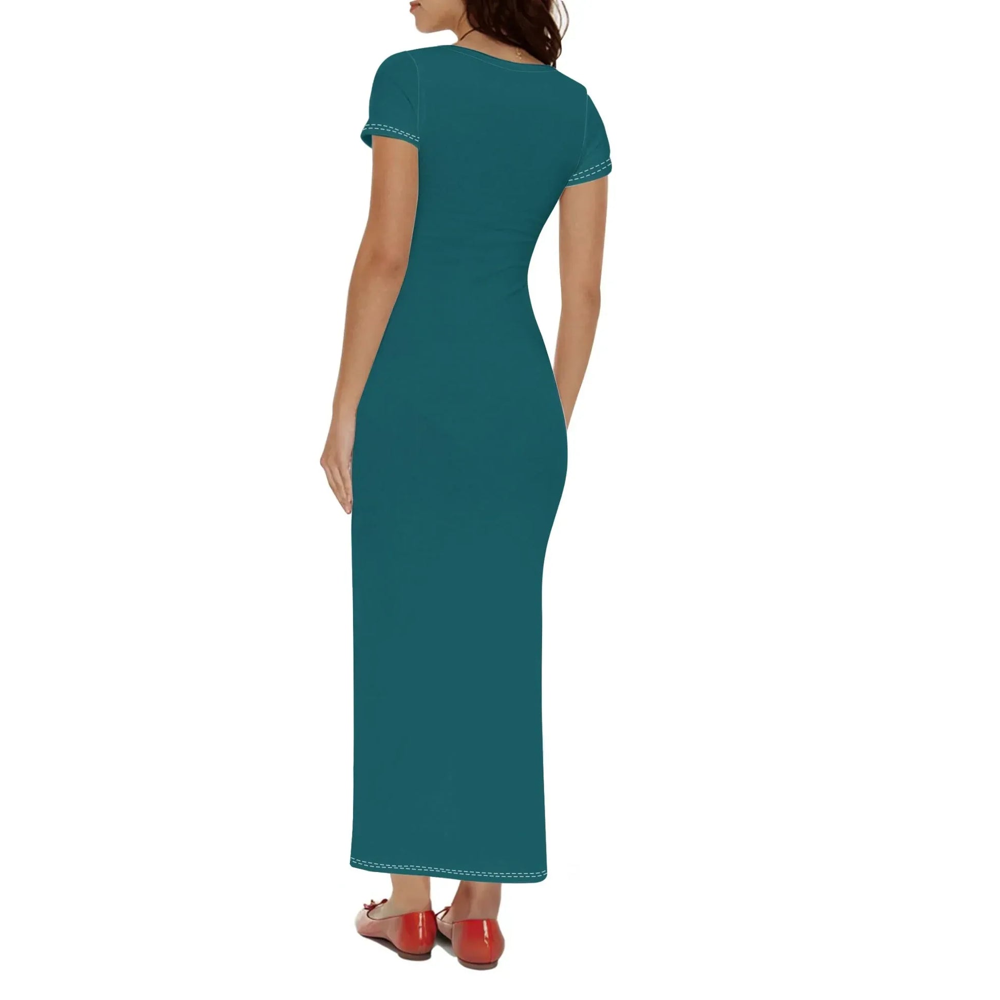 sherpa-blue-short-sleeve-long-dress-long-dress-jlr-design-2 - JLR Design