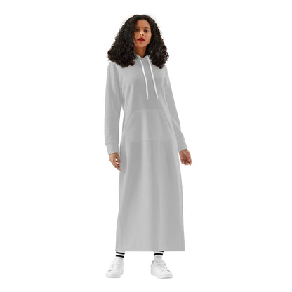 silbernes-damen-maxi-hoodiekleid-knochellanges-kapuzenkleid-aus-weich-angerautem-fleece-hoodiekleid-jlr-design-1 - JLR Design
