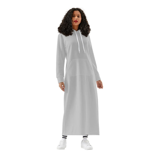 silbernes-damen-maxi-hoodiekleid-knochellanges-kapuzenkleid-aus-weich-angerautem-fleece-hoodiekleid-jlr-design-1 - JLR Design
