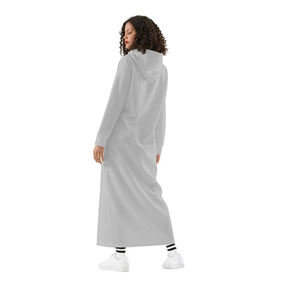silbernes-damen-maxi-hoodiekleid-knochellanges-kapuzenkleid-aus-weich-angerautem-fleece-hoodiekleid-jlr-design-2 - JLR Design