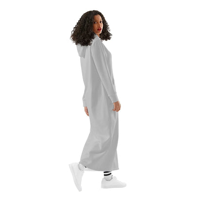 silbernes-damen-maxi-hoodiekleid-knochellanges-kapuzenkleid-aus-weich-angerautem-fleece-hoodiekleid-jlr-design-3 - JLR Design