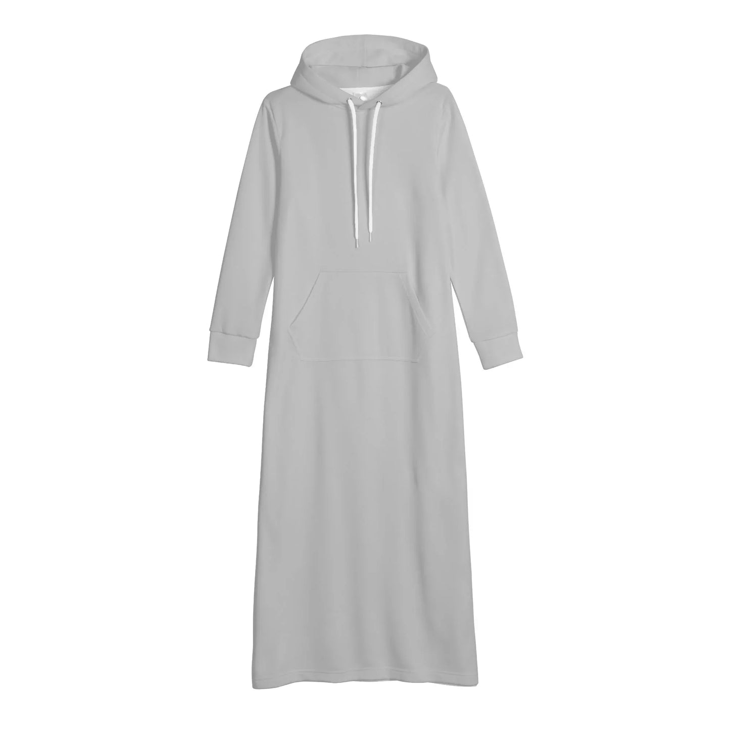 silbernes-damen-maxi-hoodiekleid-knochellanges-kapuzenkleid-aus-weich-angerautem-fleece-hoodiekleid-jlr-design-4 - JLR Design