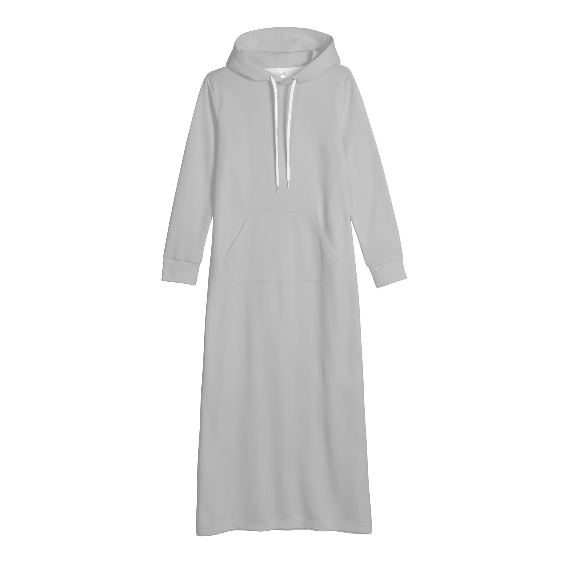 silbernes-damen-maxi-hoodiekleid-knochellanges-kapuzenkleid-aus-weich-angerautem-fleece-hoodiekleid-jlr-design-4 - JLR Design