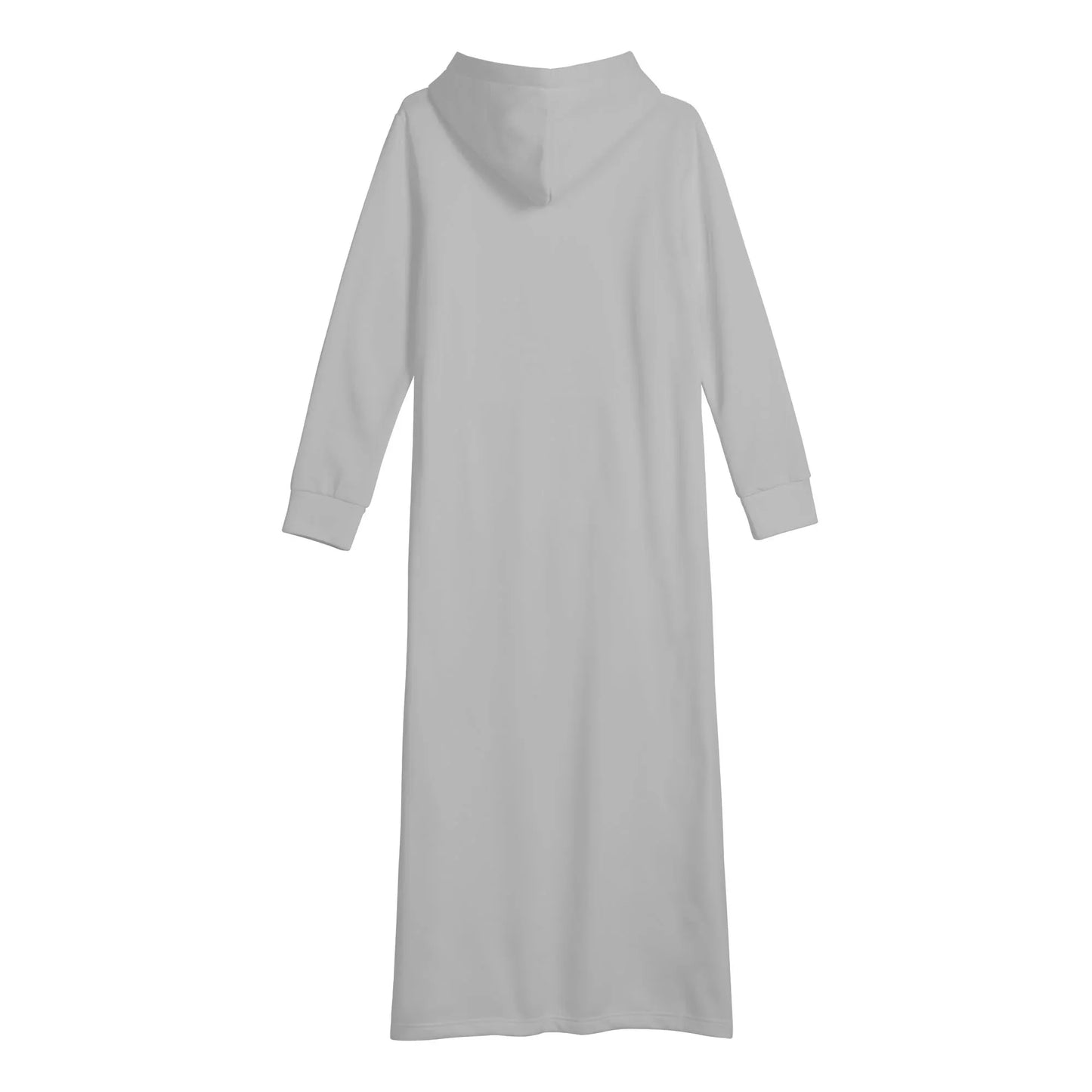 silbernes-damen-maxi-hoodiekleid-knochellanges-kapuzenkleid-aus-weich-angerautem-fleece-hoodiekleid-jlr-design-5 - JLR Design
