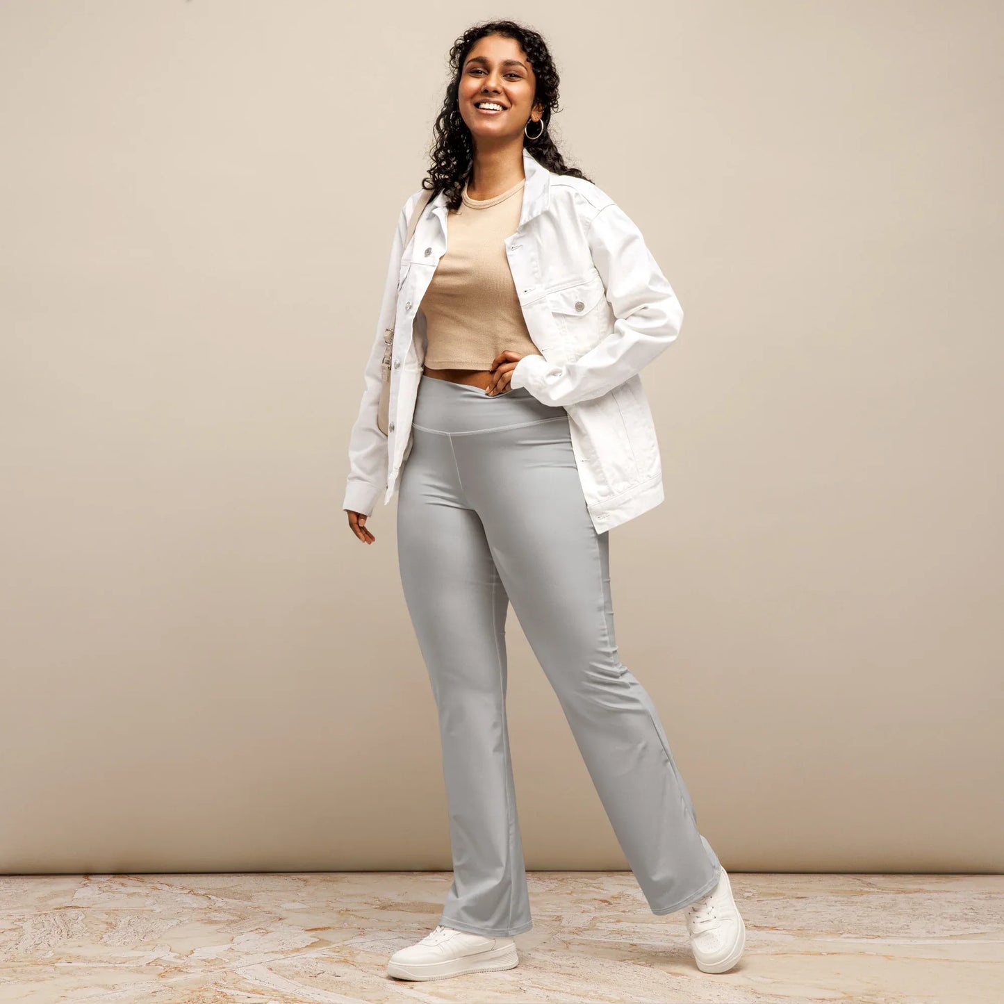 silver-high-waist-flare-leggings-flare-leggings-jlr-design-9 - JLR Design