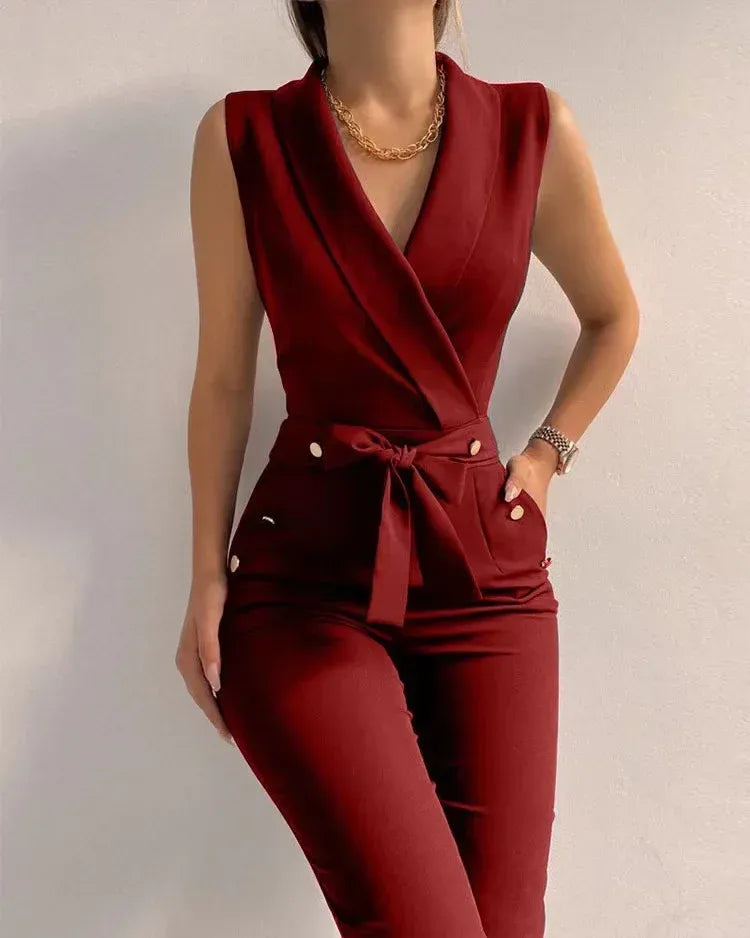 sleeveless-jumpsuit-mit-schleife-und-v-ausschnitt-jumpsuit-jlr-design-5 - JLR Design