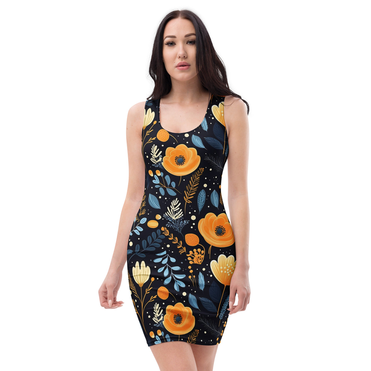 slim-fit-basic-kleid-autumn-flowers-v2-jlr-design-jlr-design-de-2 - JLR Design