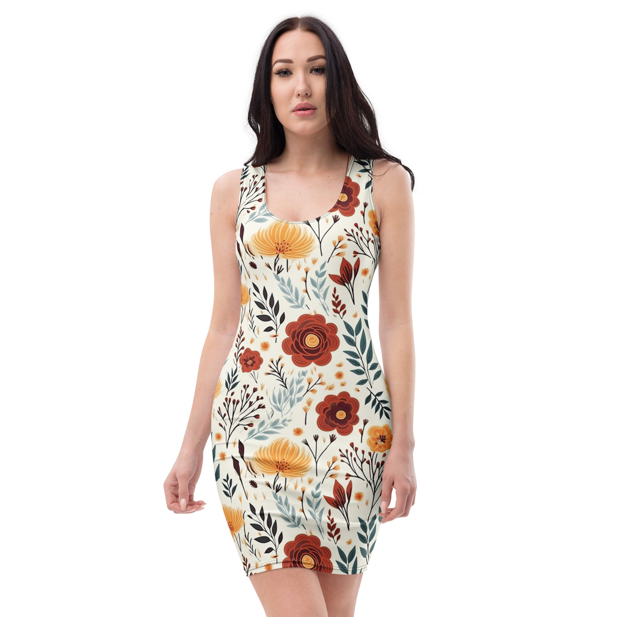 slim-fit-basic-kleid-autumn-flowers-v8-jlr-design-jlr-design-de-1 - JLR Design