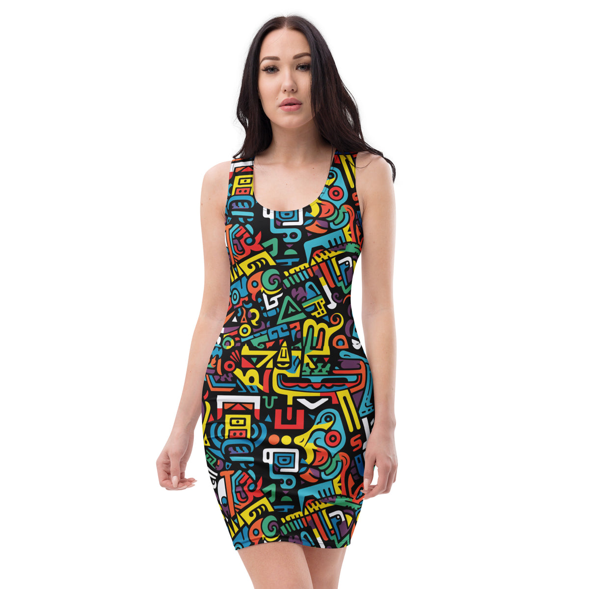 slim-fit-basic-kleid-colorful-graffiti-v1-slim-fit-basic-jlr-design-jlr-design-de-1 - JLR Design