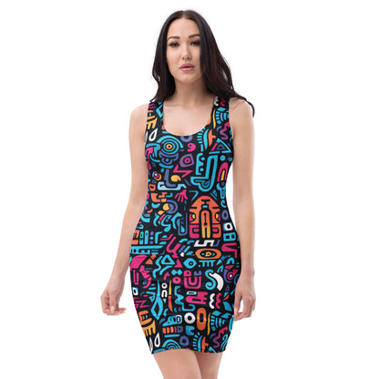 slim-fit-basic-kleid-colorful-graffiti-v2-slim-fit-basic-jlr-design-jlr-design-de-2 - JLR Design