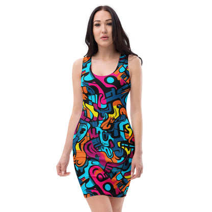 slim-fit-basic-kleid-colorful-graffiti-v3-slim-fit-basic-jlr-design-jlr-design-de-2 - JLR Design