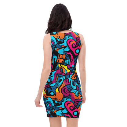 slim-fit-basic-kleid-colorful-graffiti-v3-slim-fit-basic-jlr-design-jlr-design-de-3 - JLR Design