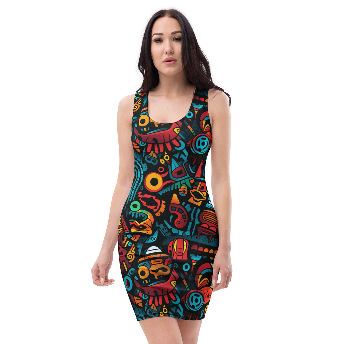 slim-fit-basic-kleid-colorful-graffiti-v4-slim-fit-basic-jlr-design-jlr-design-de-2 - JLR Design