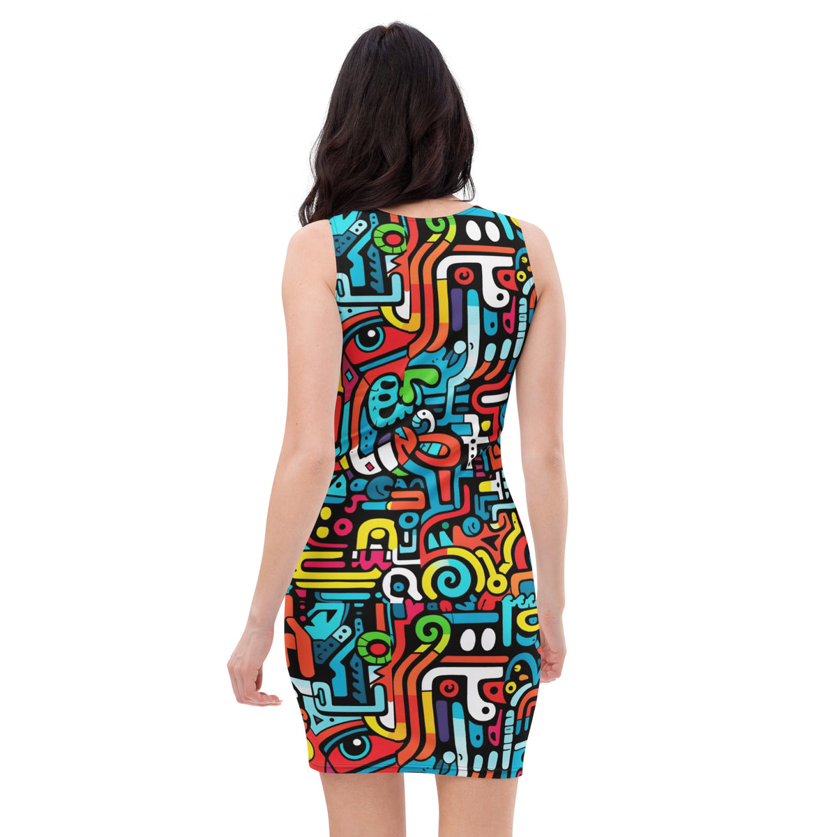 slim-fit-basic-kleid-colorful-graffiti-v5-slim-fit-basic-jlr-design-jlr-design-de-3 - JLR Design