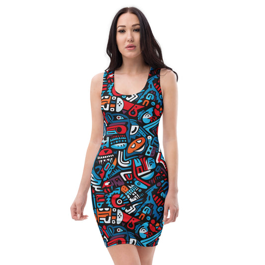 slim-fit-basic-kleid-colorful-graffiti-v6-slim-fit-basic-jlr-design-jlr-design-de-1 - JLR Design