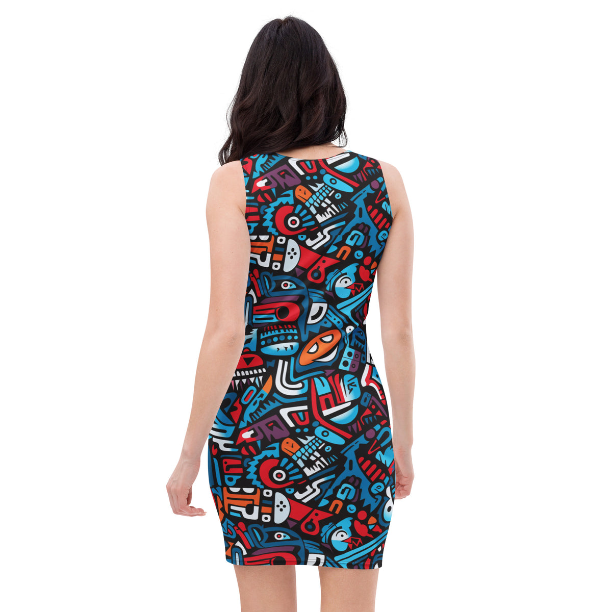 slim-fit-basic-kleid-colorful-graffiti-v6-slim-fit-basic-jlr-design-jlr-design-de-2 - JLR Design