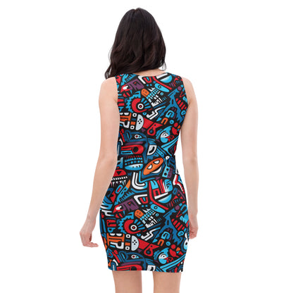 slim-fit-basic-kleid-colorful-graffiti-v6-slim-fit-basic-jlr-design-jlr-design-de-2 - JLR Design