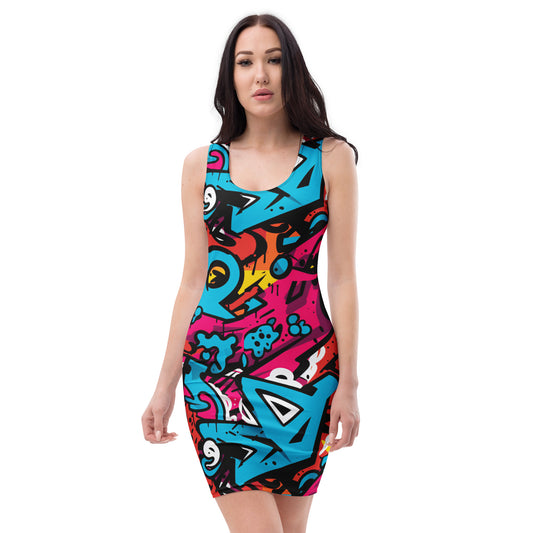 slim-fit-basic-kleid-colorful-graffiti-v8-slim-fit-basic-jlr-design-jlr-design-de-1 - JLR Design