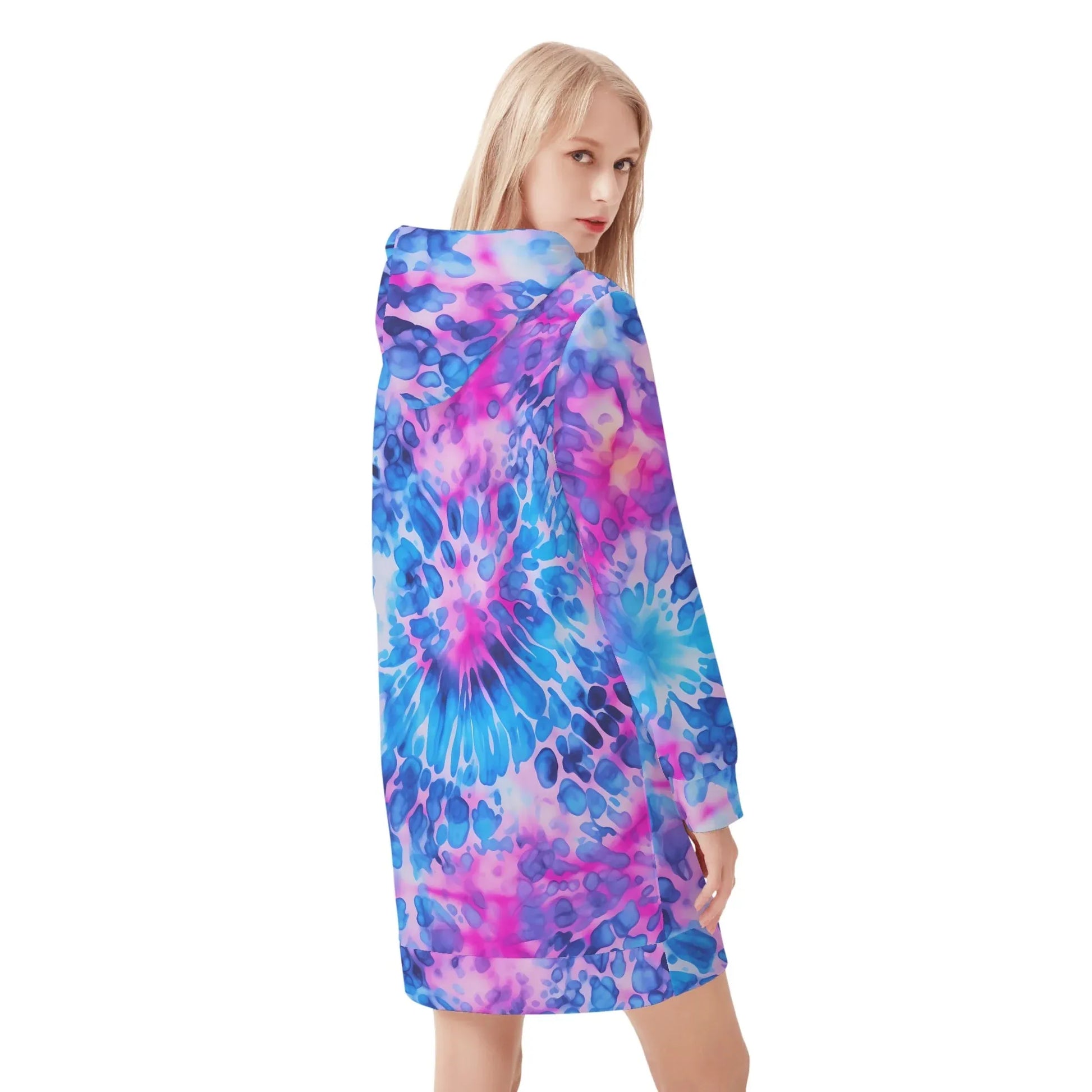 tie-dye-v1-damen-hoodiekleid-warmes-velvet-kapuzenkleid-aus-weichem-samt-fleece-hoodiekleid-jlr-design-2 - JLR Design