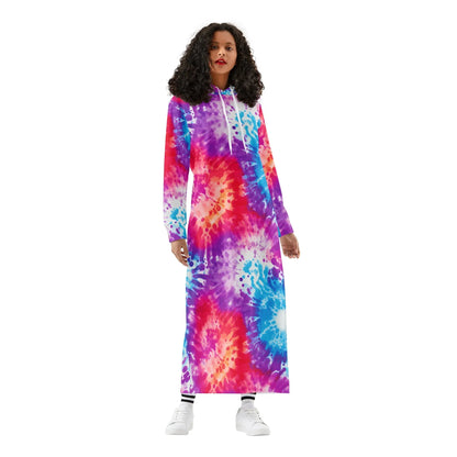 tie-dye-v1-damen-maxi-hoodiekleid-knochellanges-kapuzenkleid-aus-weich-angerautem-fleece-hoodiekleid-jlr-design-1 - JLR Design