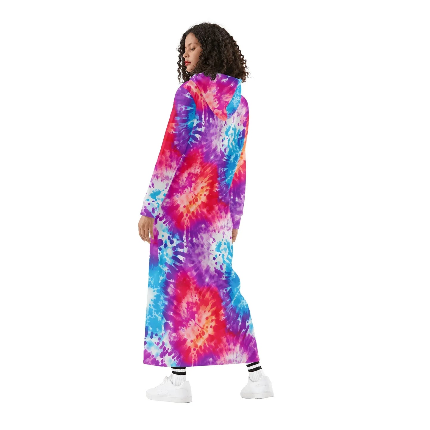 tie-dye-v1-damen-maxi-hoodiekleid-knochellanges-kapuzenkleid-aus-weich-angerautem-fleece-hoodiekleid-jlr-design-2 - JLR Design