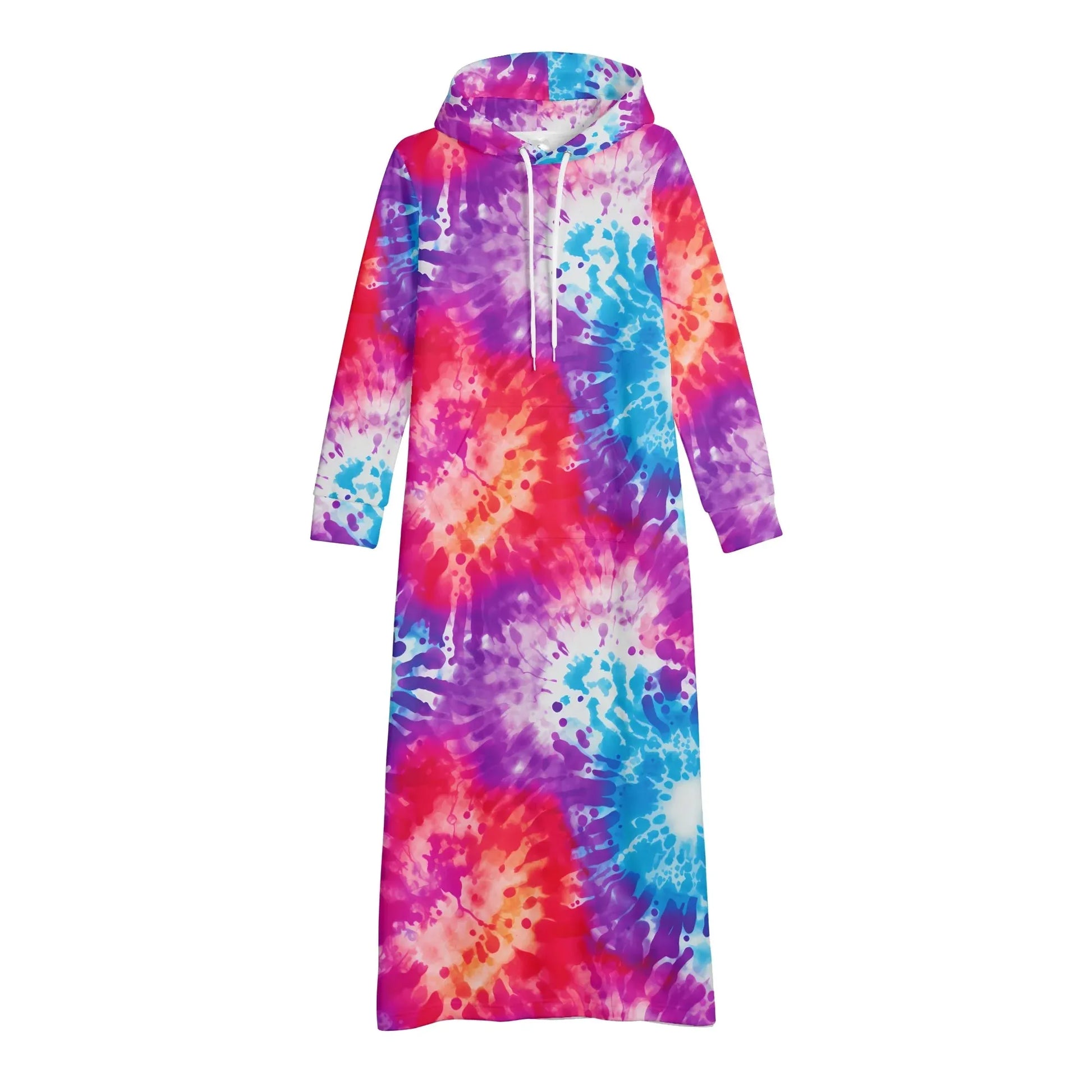 tie-dye-v1-damen-maxi-hoodiekleid-knochellanges-kapuzenkleid-aus-weich-angerautem-fleece-hoodiekleid-jlr-design-4 - JLR Design