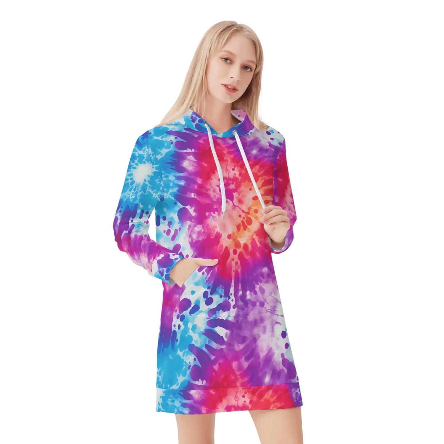 tie-dye-v2-damen-hoodiekleid-warmes-velvet-kapuzenkleid-aus-weichem-samt-fleece-hoodiekleid-jlr-design-1 - JLR Design