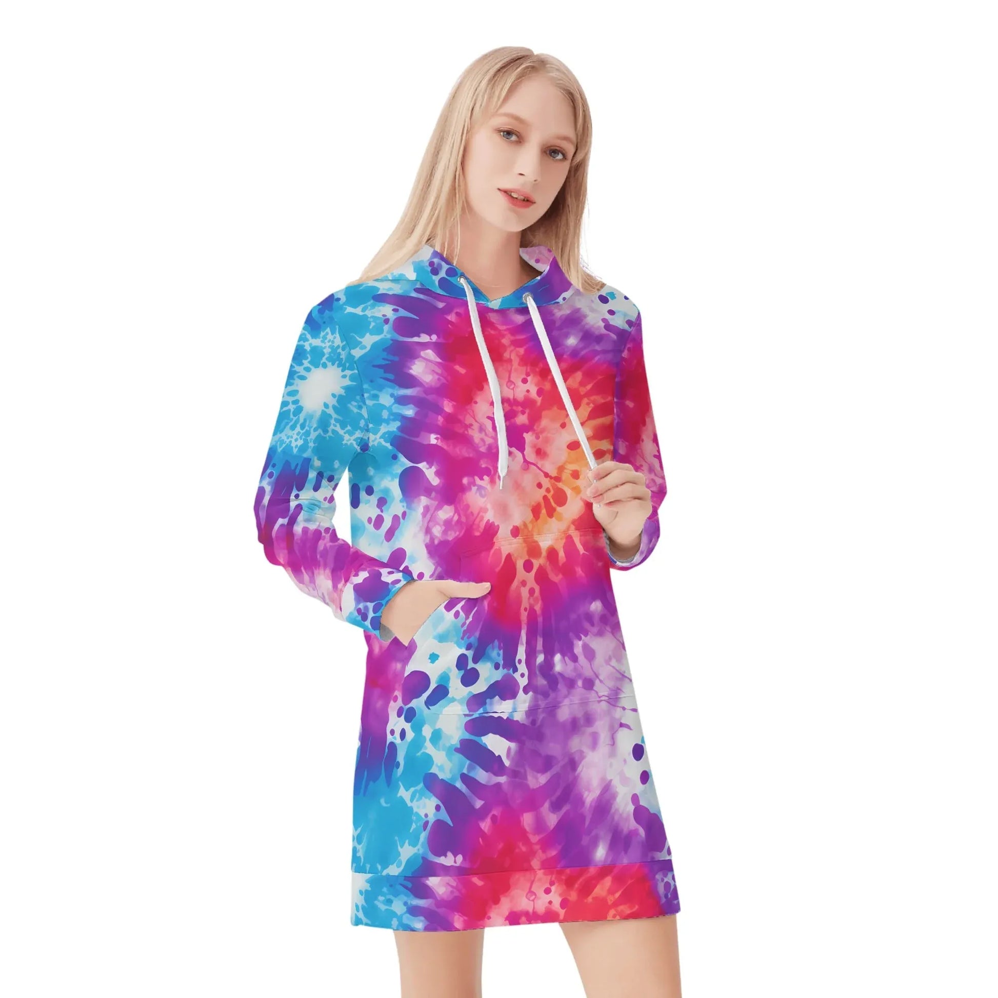 tie-dye-v2-damen-hoodiekleid-warmes-velvet-kapuzenkleid-aus-weichem-samt-fleece-hoodiekleid-jlr-design-1 - JLR Design