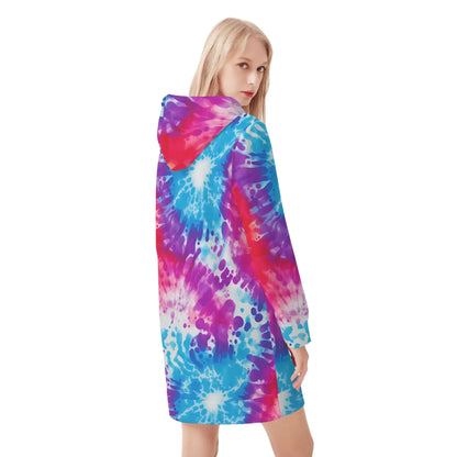 tie-dye-v2-damen-hoodiekleid-warmes-velvet-kapuzenkleid-aus-weichem-samt-fleece-hoodiekleid-jlr-design-2 - JLR Design
