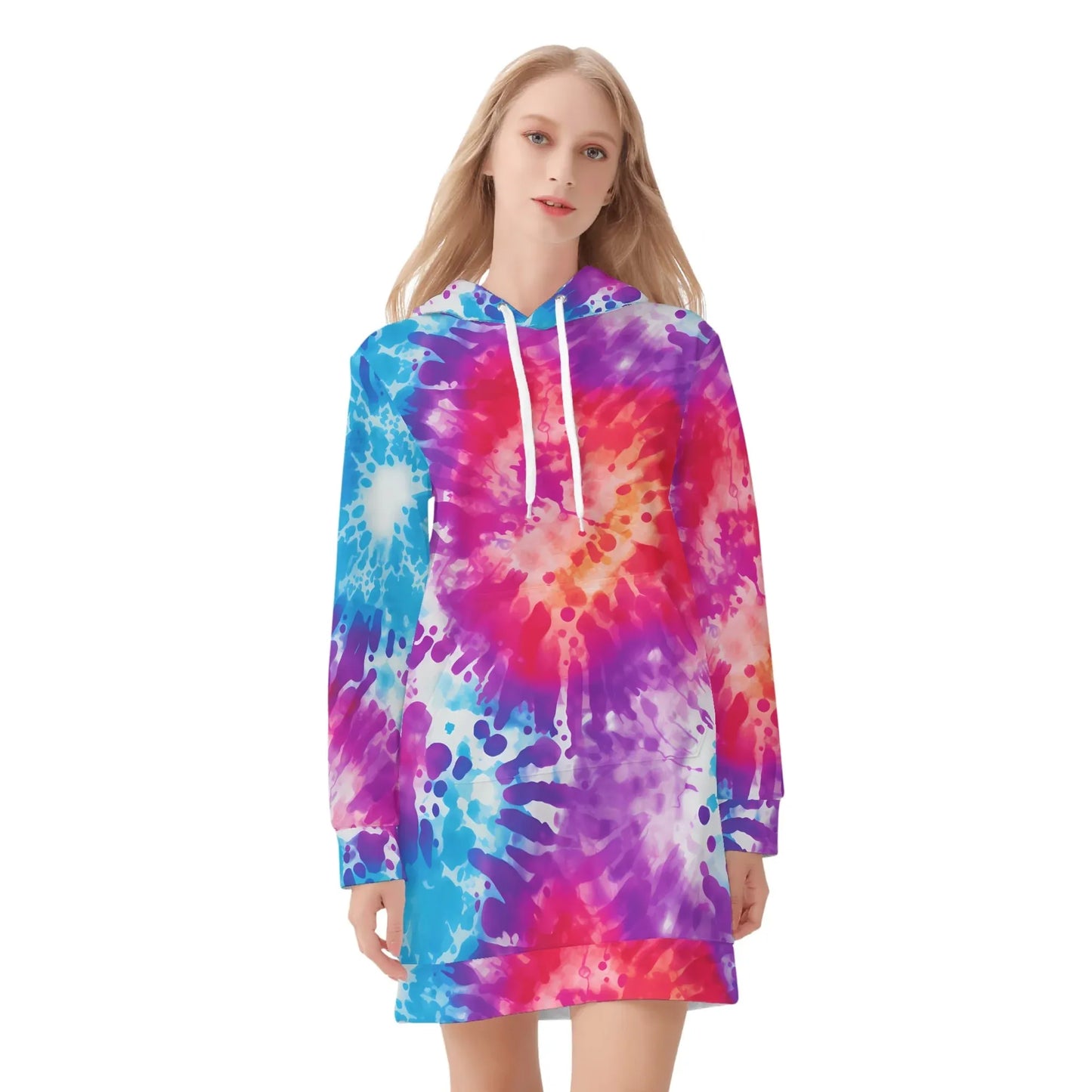 tie-dye-v2-damen-hoodiekleid-warmes-velvet-kapuzenkleid-aus-weichem-samt-fleece-hoodiekleid-jlr-design-3 - JLR Design