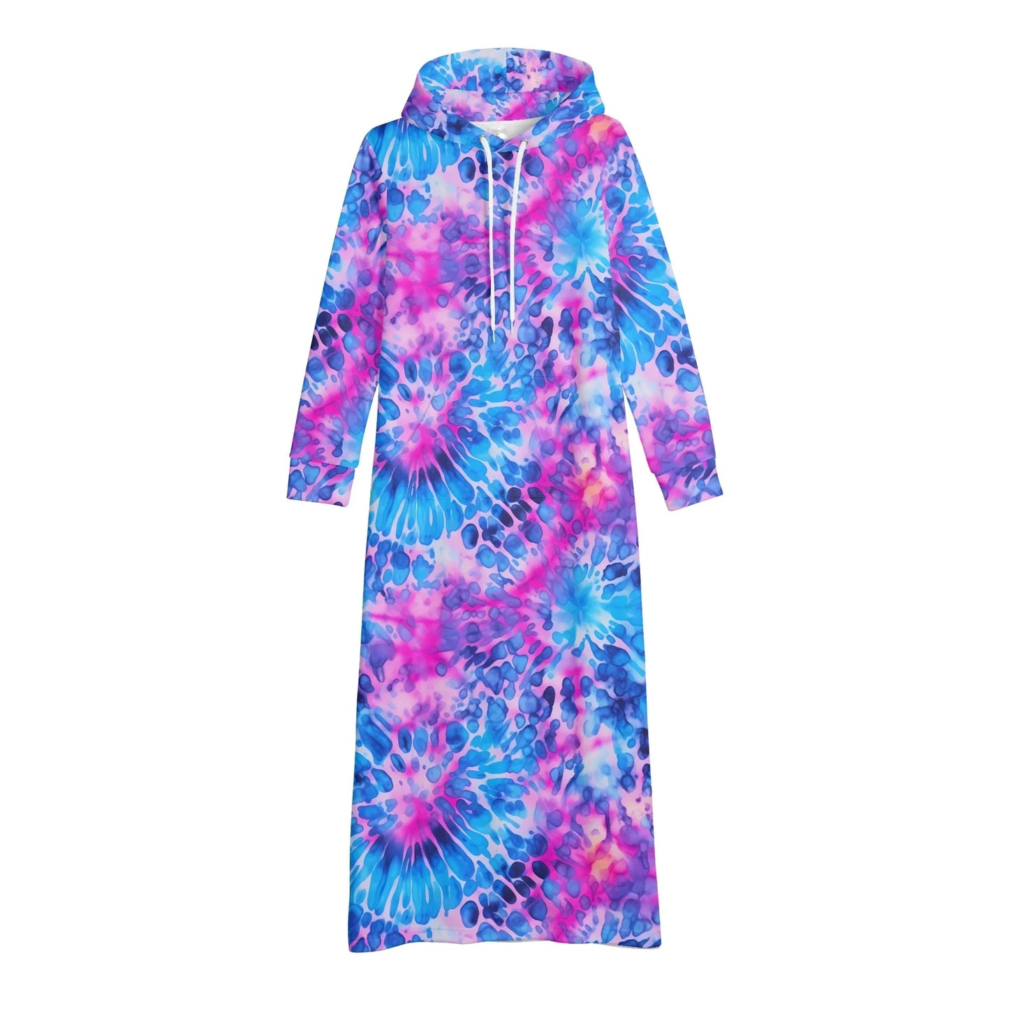 tie-dye-v2-damen-maxi-hoodiekleid-knochellanges-kapuzenkleid-aus-weich-angerautem-fleece-hoodiekleid-jlr-design-4 - JLR Design
