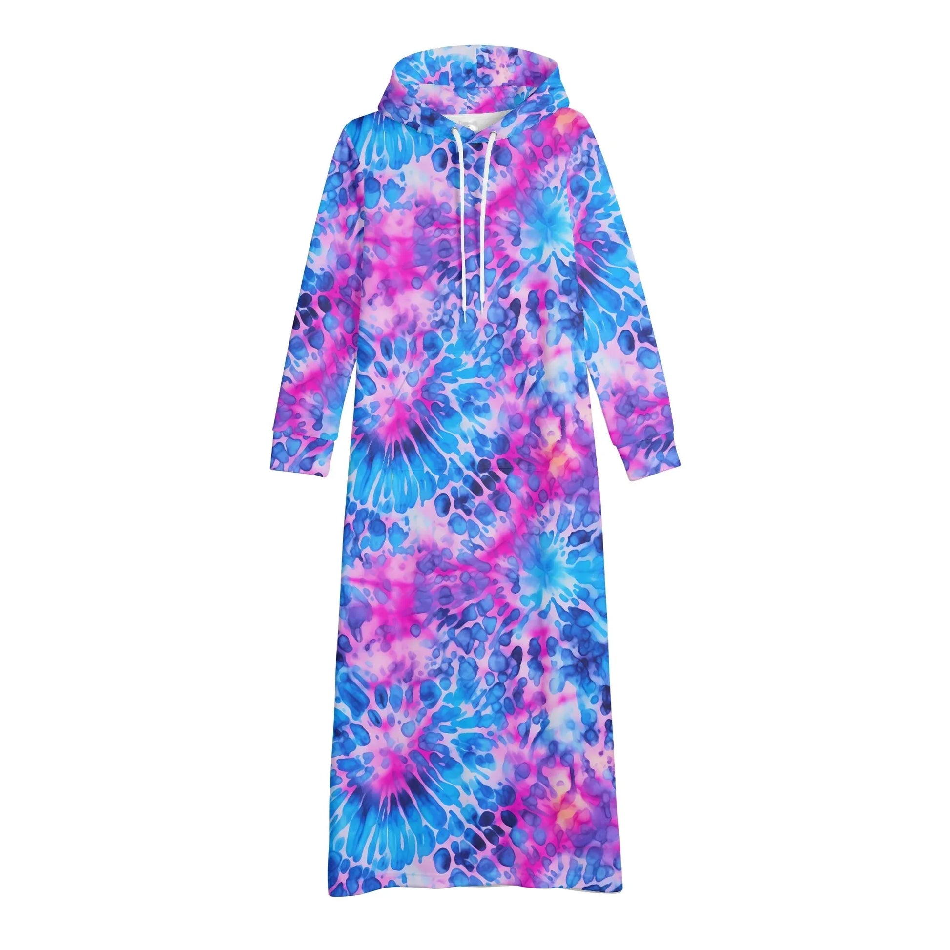 tie-dye-v2-damen-maxi-hoodiekleid-knochellanges-kapuzenkleid-aus-weich-angerautem-fleece-hoodiekleid-jlr-design-4 - JLR Design