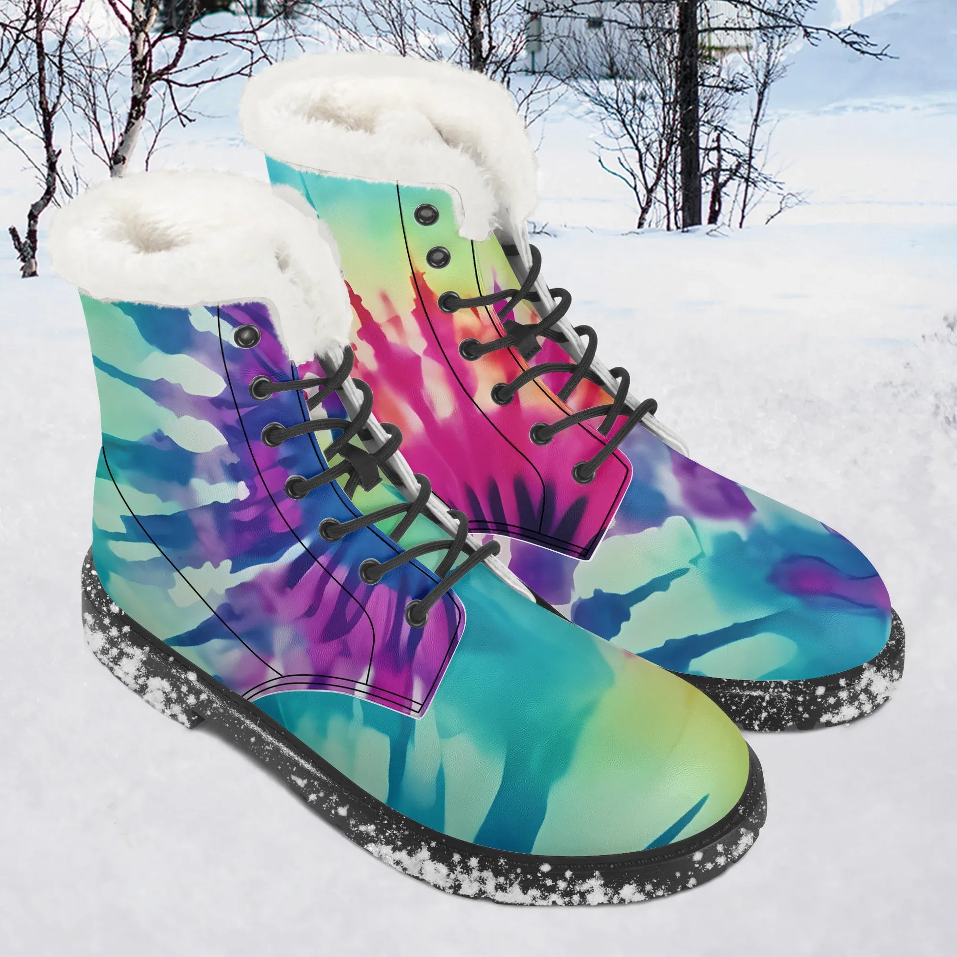 tie-dye-v2-faux-fur-leder-boots-boots-jlr-design-1 - JLR Design