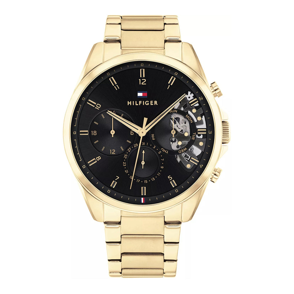 tommy-hilfiger-baker-herrenuhr-1710447-or-goldene-multifunktion-or-skelett-optik-and-schwarzes-zifferblatt-markenuhren-jlr-design-1 - JLR Design