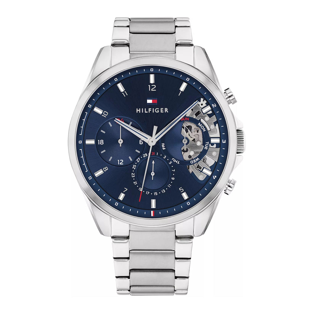 tommy-hilfiger-baker-herrenuhr-1710448-or-teilskelettiertes-zifferblatt-blau-or-edelstahlarmband-and-multifunktion-markenuhren-jlr-design-1 - JLR Design