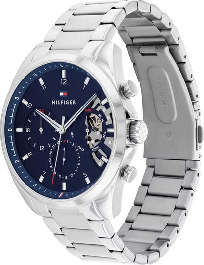 tommy-hilfiger-baker-herrenuhr-1710448-or-teilskelettiertes-zifferblatt-blau-or-edelstahlarmband-and-multifunktion-markenuhren-jlr-design-2 - JLR Design