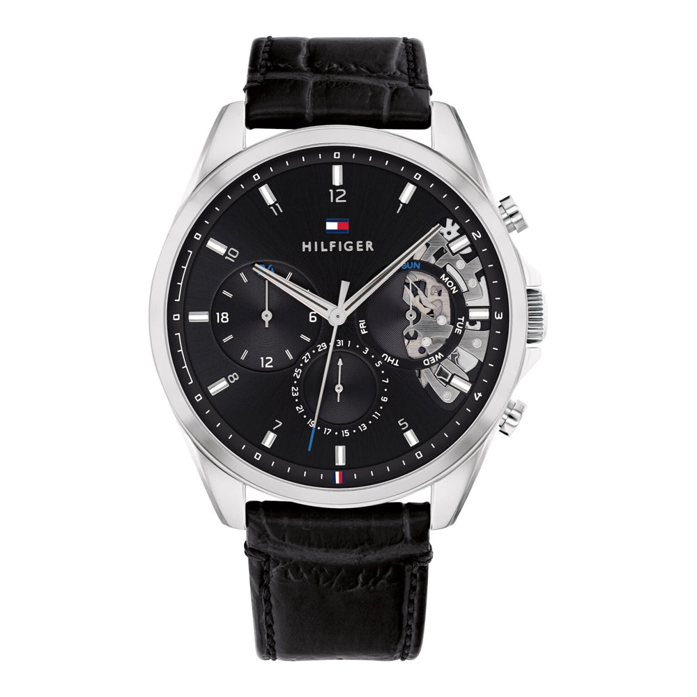 tommy-hilfiger-baker-herrenuhr-1710449-or-skelett-optik-or-schwarzes-lederarmband-and-multifunktion-markenuhren-jlr-design-1 - JLR Design