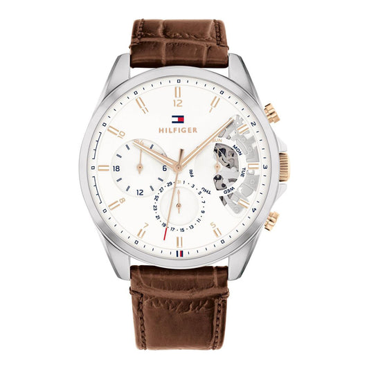 tommy-hilfiger-baker-herrenuhr-1710450-or-teilskelettiertes-zifferblatt-or-lederarmband-braun-and-silber-markenuhren-jlr-design-1 - JLR Design