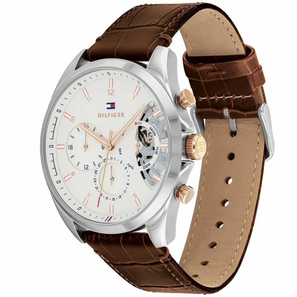 tommy-hilfiger-baker-herrenuhr-1710450-or-teilskelettiertes-zifferblatt-or-lederarmband-braun-and-silber-markenuhren-jlr-design-2 - JLR Design