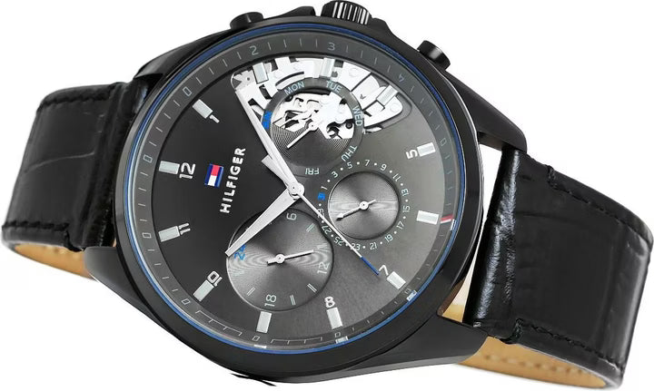 tommy-hilfiger-baker-herrenuhr-1710452-or-all-black-skelett-optik-or-schwarzes-gehause-and-lederarmband-markenuhren-jlr-design-2 - JLR Design