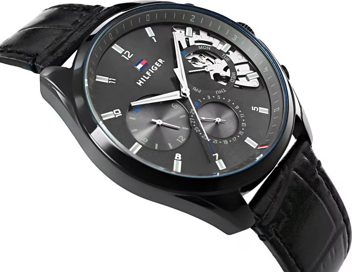 tommy-hilfiger-baker-herrenuhr-1710452-or-all-black-skelett-optik-or-schwarzes-gehause-and-lederarmband-markenuhren-jlr-design-3 - JLR Design
