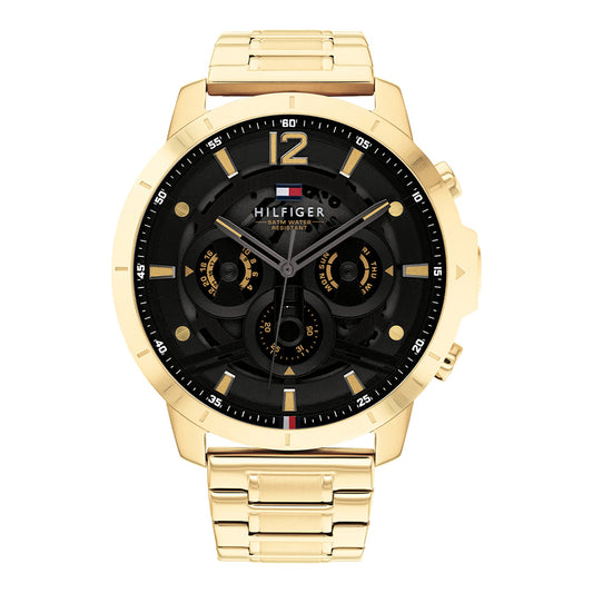 tommy-hilfiger-luca-1710511-herrenuhr-gold-or-schwarzes-teilskelettiertes-zifferblatt-markenuhren-jlr-design-1 - JLR Design