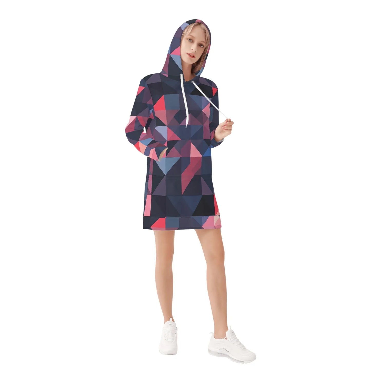 triangle-v1-damen-hoodiekleid-warmes-velvet-kapuzenkleid-aus-weichem-samt-fleece-hoodiekleid-jlr-design-4 - JLR Design