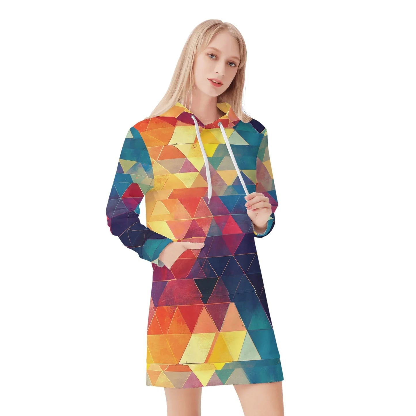 triangle-v2-damen-hoodiekleid-warmes-velvet-kapuzenkleid-aus-weichem-samt-fleece-hoodiekleid-jlr-design-1 - JLR Design