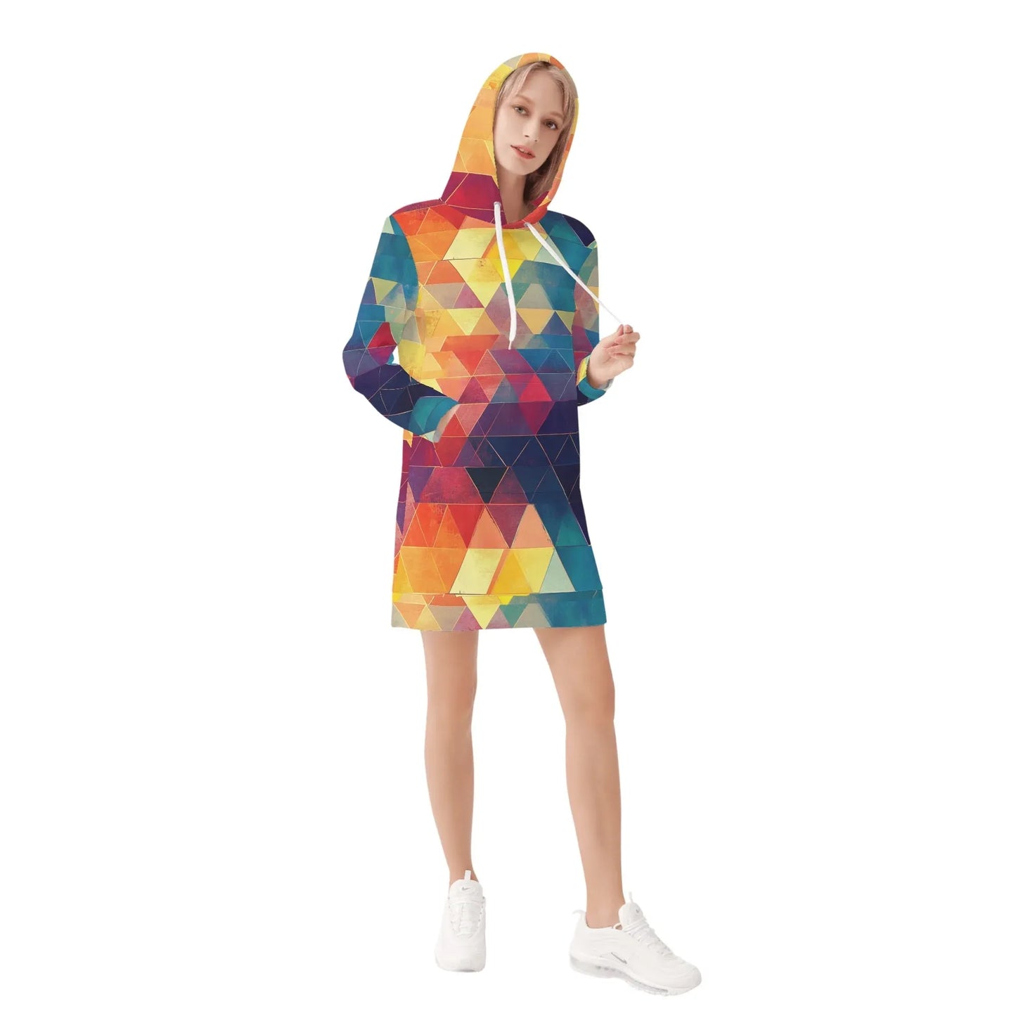 triangle-v2-damen-hoodiekleid-warmes-velvet-kapuzenkleid-aus-weichem-samt-fleece-hoodiekleid-jlr-design-4 - JLR Design