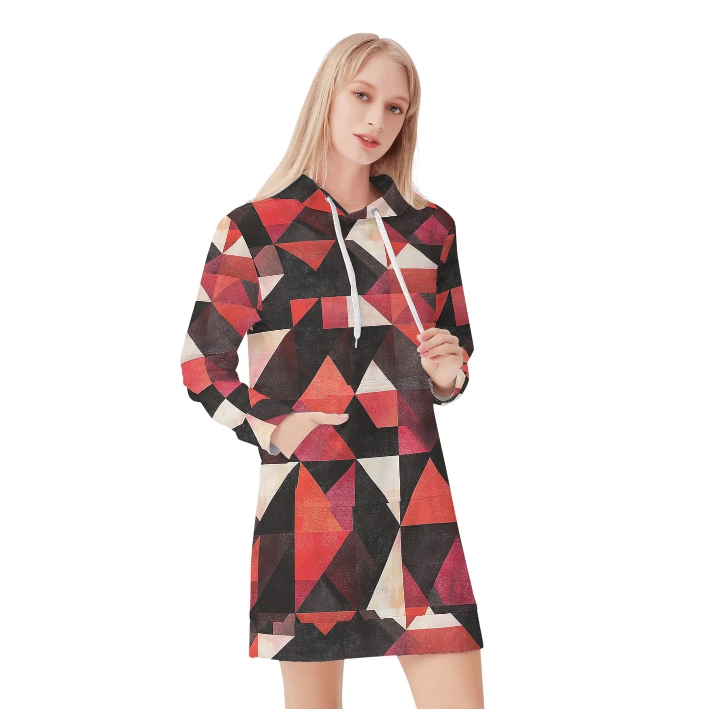 triangle-v6-damen-hoodiekleid-warmes-velvet-kapuzenkleid-aus-weichem-samt-fleece-hoodiekleid-jlr-design-1 - JLR Design