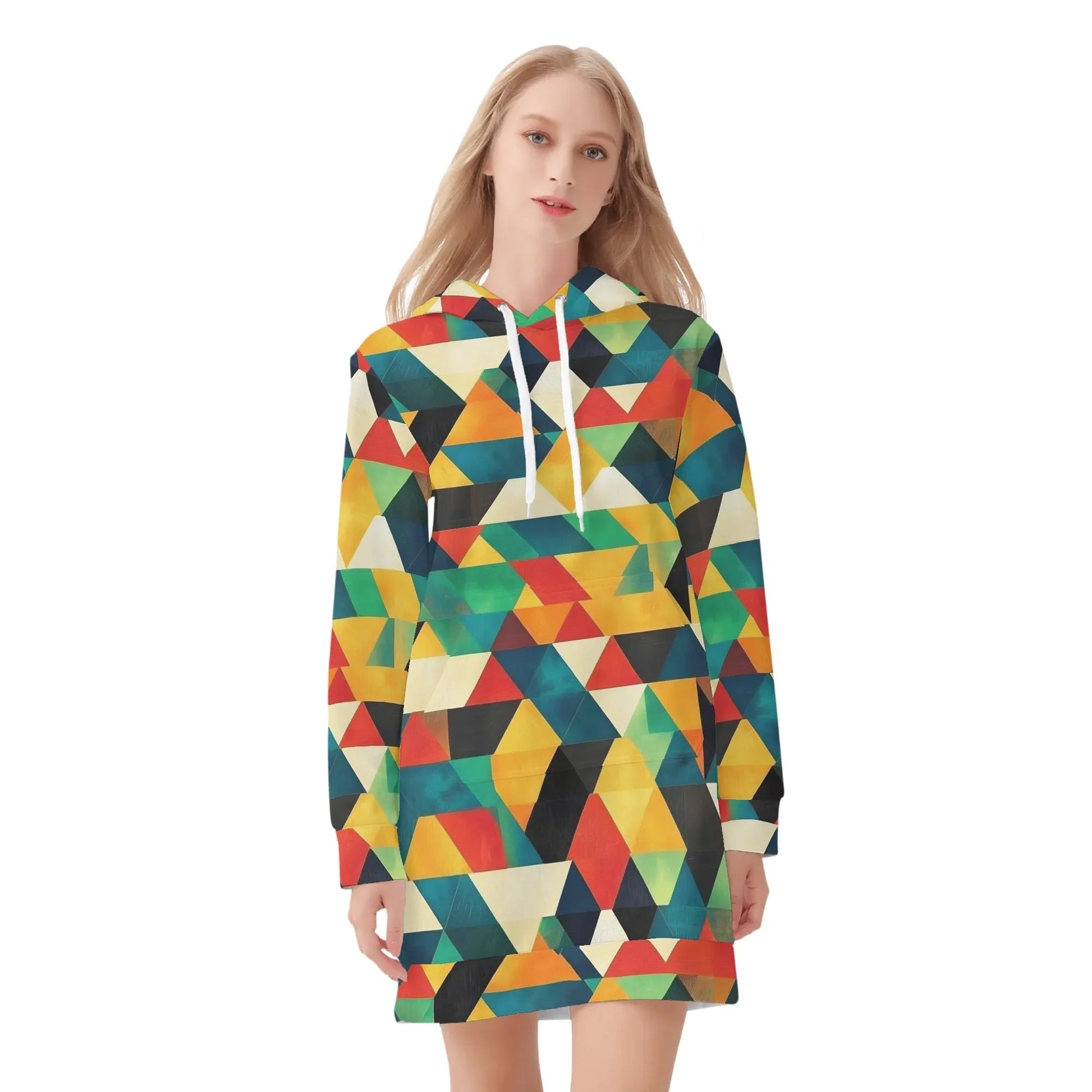 triangle-v7-damen-hoodiekleid-warmes-velvet-kapuzenkleid-aus-weichem-samt-fleece-hoodiekleid-jlr-design-3 - JLR Design