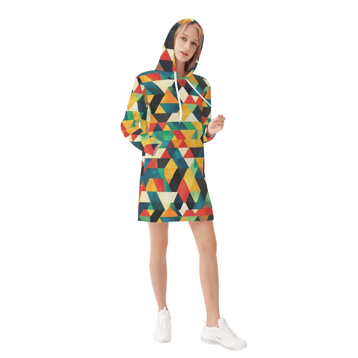 triangle-v7-damen-hoodiekleid-warmes-velvet-kapuzenkleid-aus-weichem-samt-fleece-hoodiekleid-jlr-design-4 - JLR Design